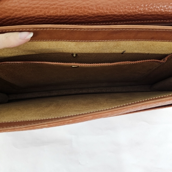 Vintage Dooney & Bourke camel brown leather folio briefcase with lock and key - Picture 9 of 16